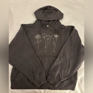American Eagle Floral Graphic Gray Hoodie